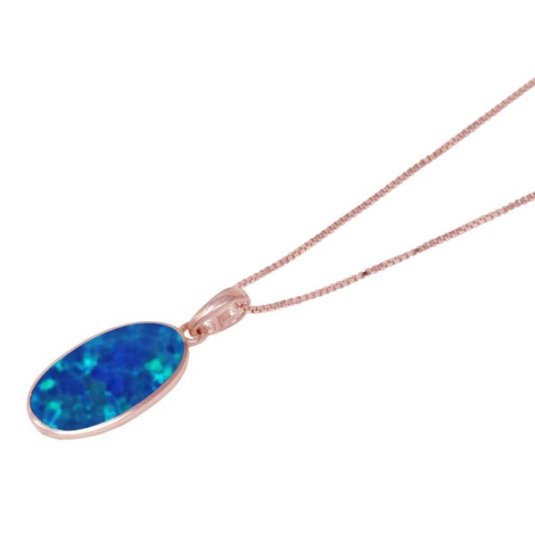 Rose Gold Opalite Cobalt Blue Oval Pendant