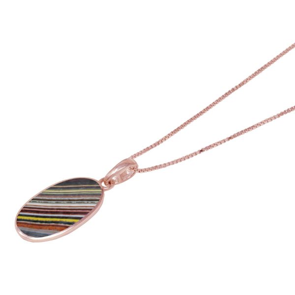 Rose Gold Fordite Oval Pendant