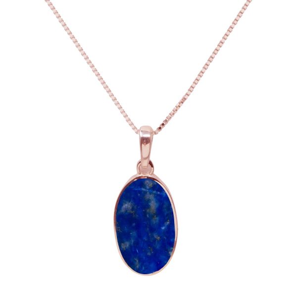 Rose Gold Lapis Oval Pendant