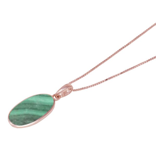 Rose Gold Malachite Oval Pendant