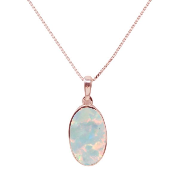 Rose Gold Opalite Sun Ice Oval Pendant