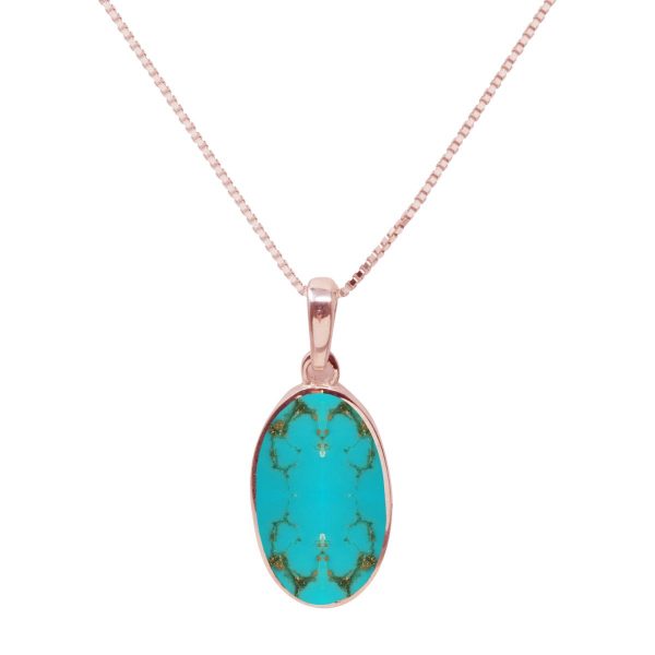 Rose Gold Turquoise Oval Pendant