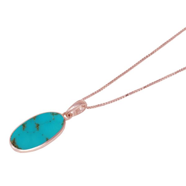 Rose Gold Turquoise Oval Pendant