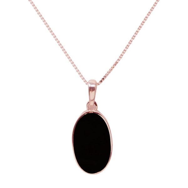 Rose Gold Whitby Jet Oval Pendant