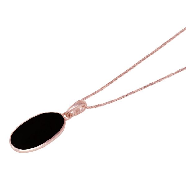 Rose Gold Whitby Jet Oval Pendant