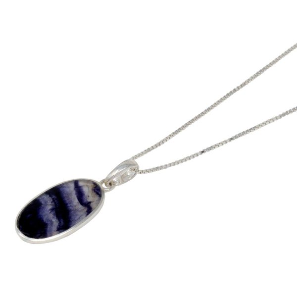 Silver Blue John Oval Pendant