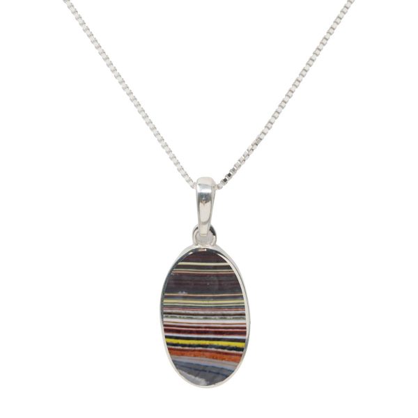 Silver Fordite Oval Pendant