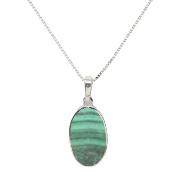 Silver Malachite Oval Pendant