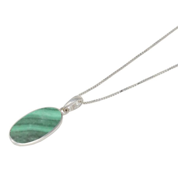 Silver Malachite Oval Pendant