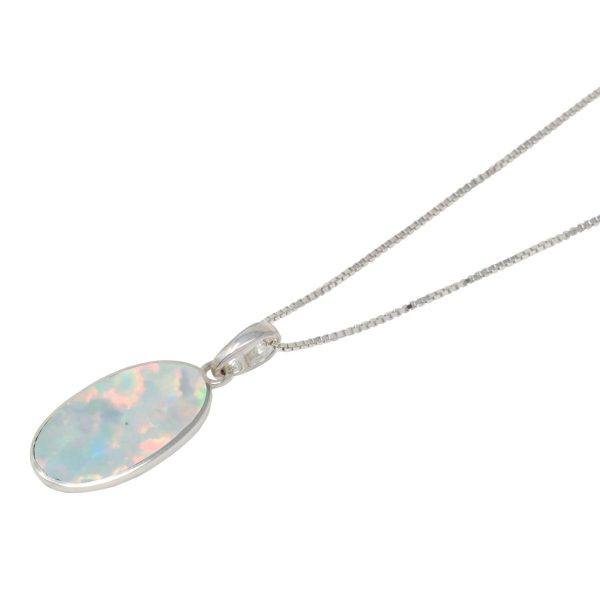 Silver Opalite Sun Ice Oval Pendant