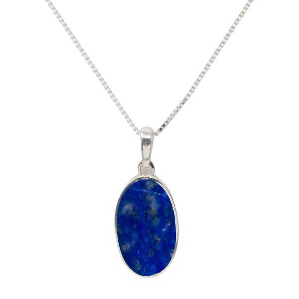 White Gold Lapis Oval Pendant