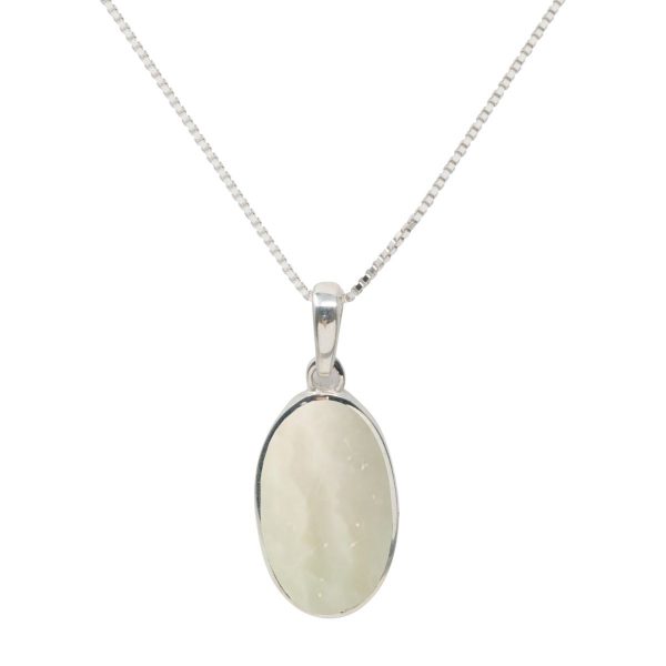 White Gold Mother of Pearl Oval Pendant