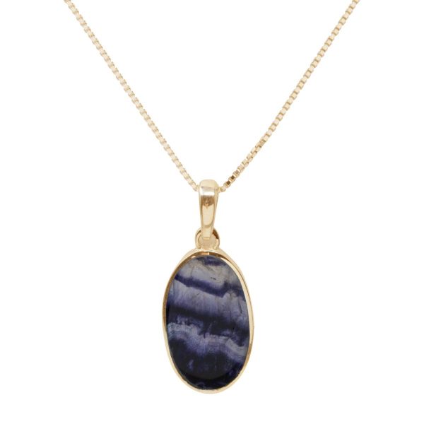 Yellow Gold Blue John Oval Pendant