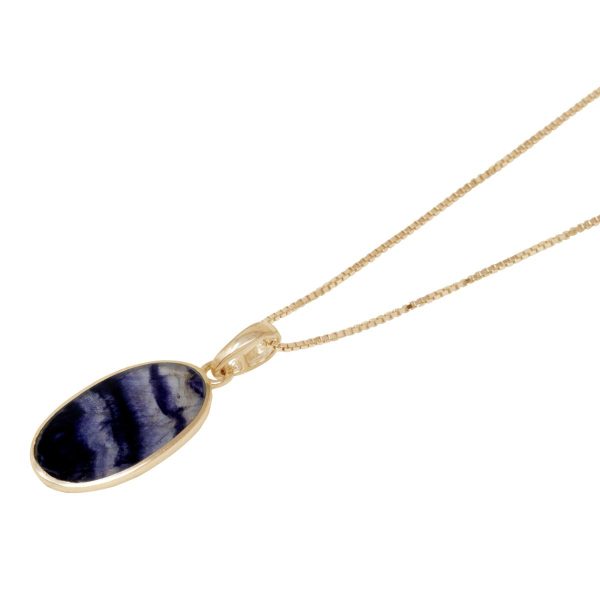 Yellow Gold Blue John Oval Pendant