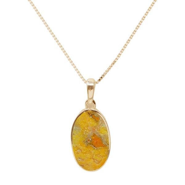 Yellow Gold Bumblebee Jasper Oval Pendant