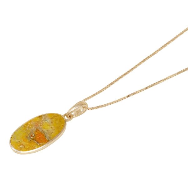 Yellow Gold Bumblebee Jasper Oval Pendant