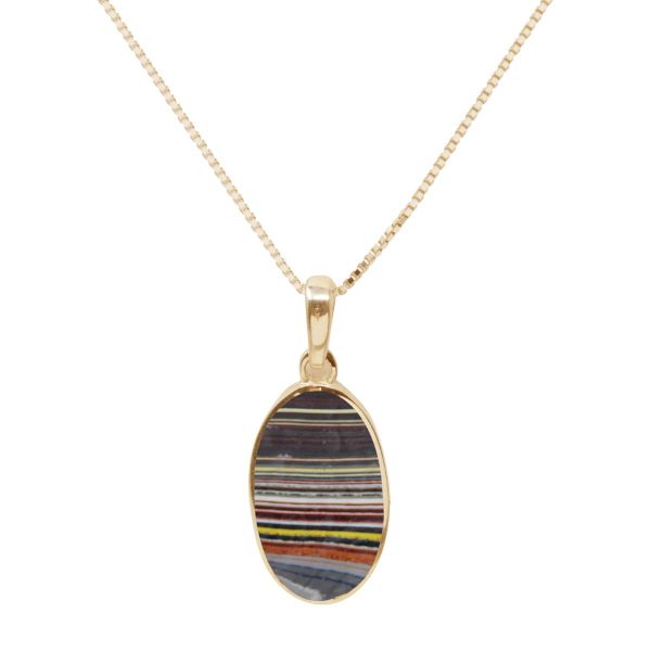 Yellow Gold Fordite Oval Pendant