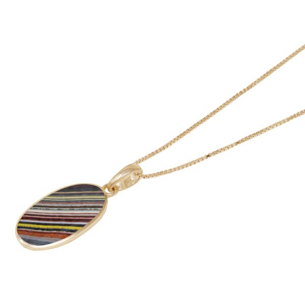 Yellow Gold Fordite Oval Pendant