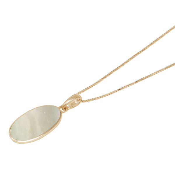 Yellow Gold Mother of Pearl Oval Pendant