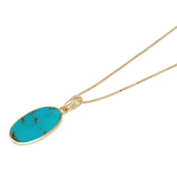 Yellow Gold Turquoise Oval Pendant