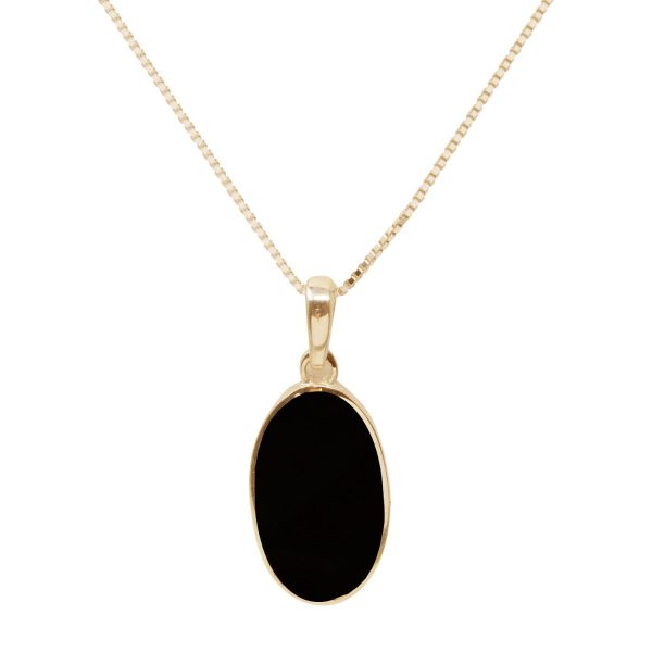 Yellow Gold Whitby Jet Oval Pendant