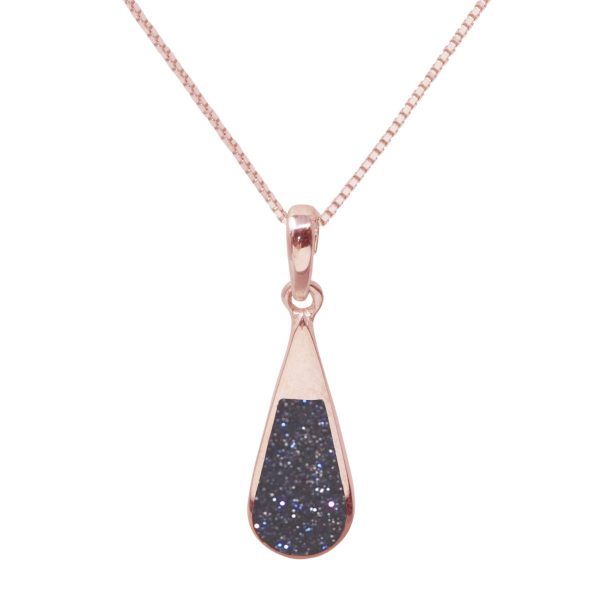 Rose Gold Blue Goldstone Teardrop Pendant