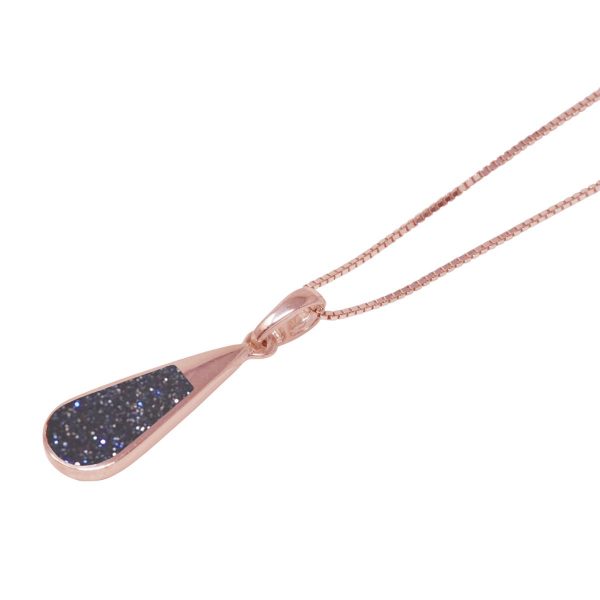 Rose Gold Blue Goldstone Teardrop Pendant