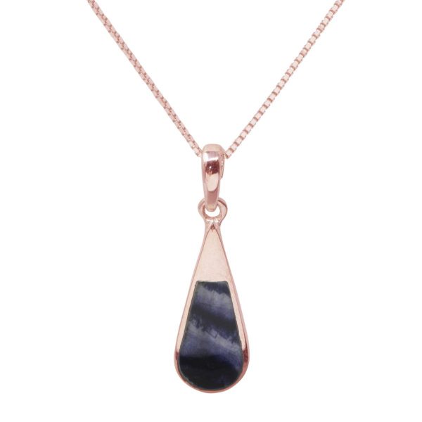 Rose Gold Blue John Teardrop Pendant