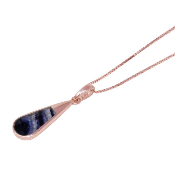 Rose Gold Blue John Teardrop Pendant