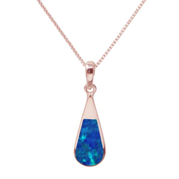 Rose Gold Opalite Cobalt Blue Teardrop Pendant