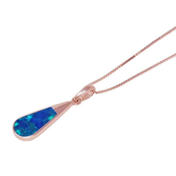 Rose Gold Opalite Cobalt Blue Teardrop Pendant