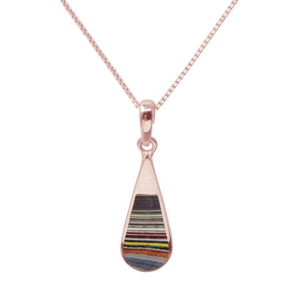 Rose Gold Fordite Teardrop Pendant