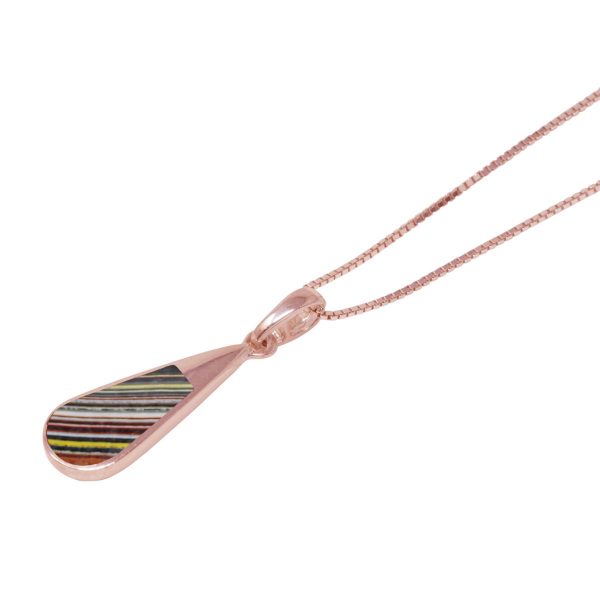 Rose Gold Fordite Teardrop Pendant