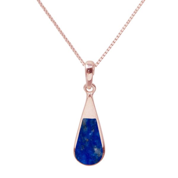 Rose Gold Lapis Teardrop Pendant