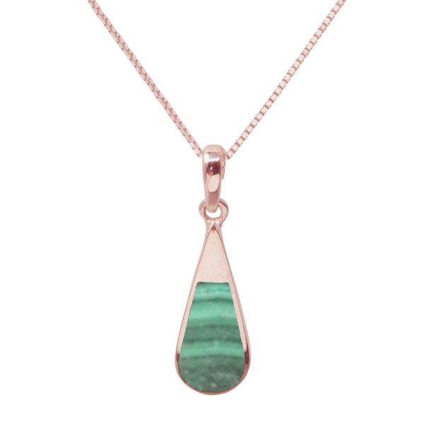 Rose Gold Malachite Teardrop Pendant