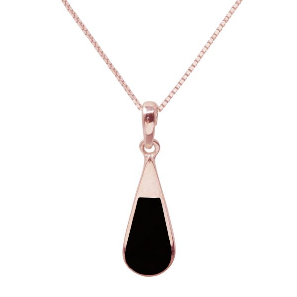 Rose Gold Whitby Jet Teardrop Pendant