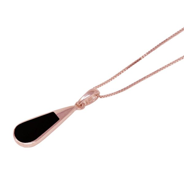 Rose Gold Whitby Jet Teardrop Pendant