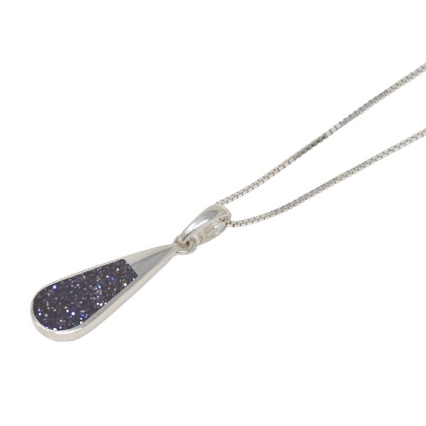 Silver Blue Goldstone Teardrop Pendant