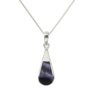 Silver Blue John Teardrop Shaped Pendant