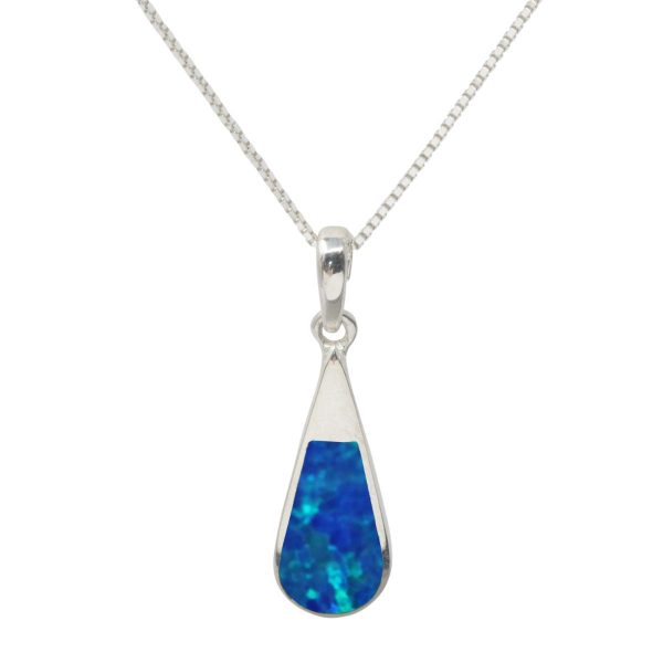 Silver Opalite Cobalt Blue Teardrop Pendant