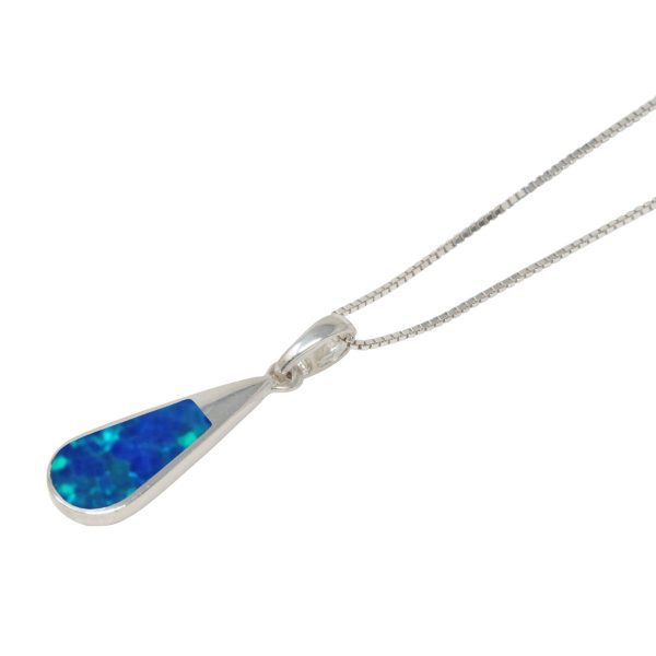 Silver Cobalt Blue Opalite Teardrop Pendant