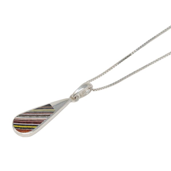 Silver Fordite Teardrop Pendant