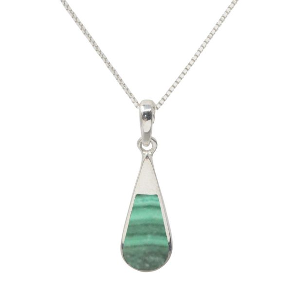 Silver Malachite Teardrop Pendant