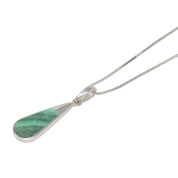 Silver Malachite Teardrop Pendant