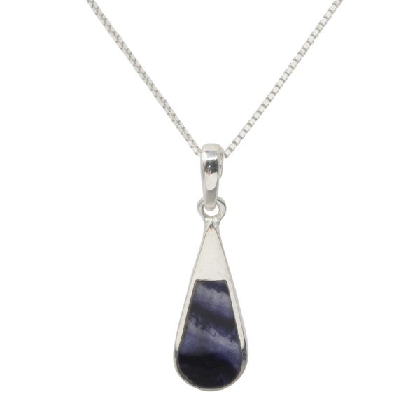 White Gold Blue John Teardrop Pendant