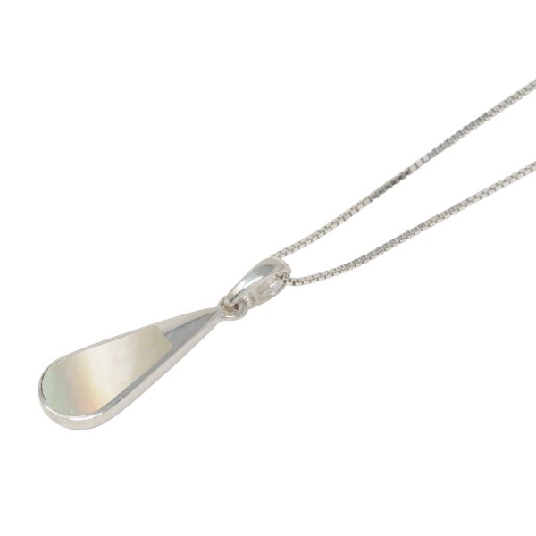 White Gold Mother of Pearl Teardrop Pendant