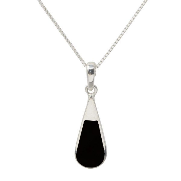 White Gold Whitby Jet Teardrop Pendant