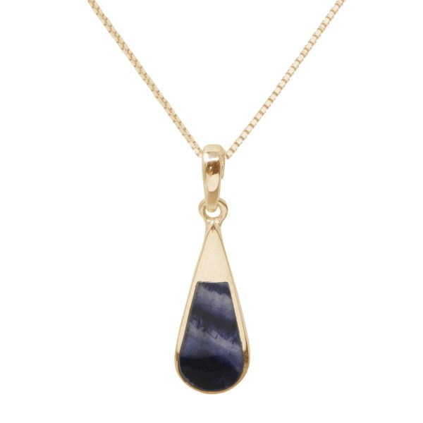 Yellow Gold Blue John Teardrop Pendant