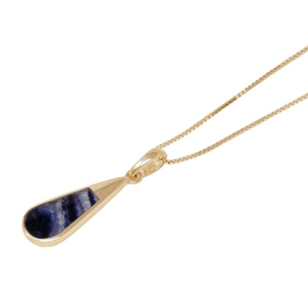 Yellow Gold Blue John Teardrop Pendant