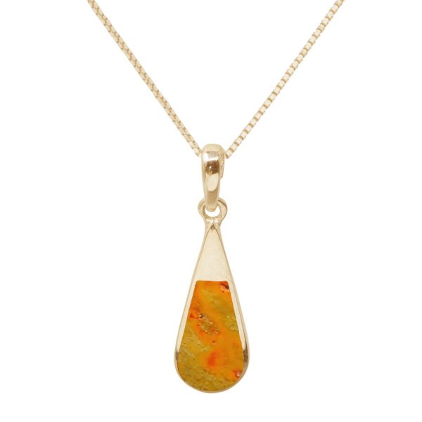 Yellow Gold Bumblebee Jasper Teardrop Pendant